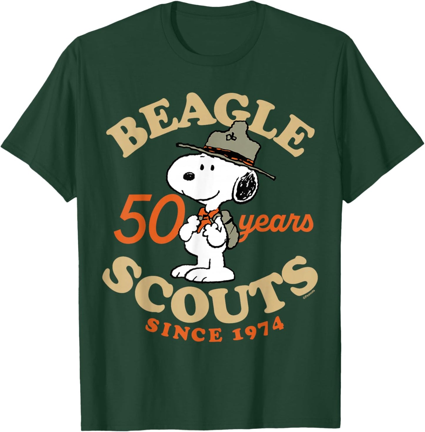 Peanuts - Snoopy Beagle Scouts 50 Year Badge T-Shirt - T-Shirt | Forest