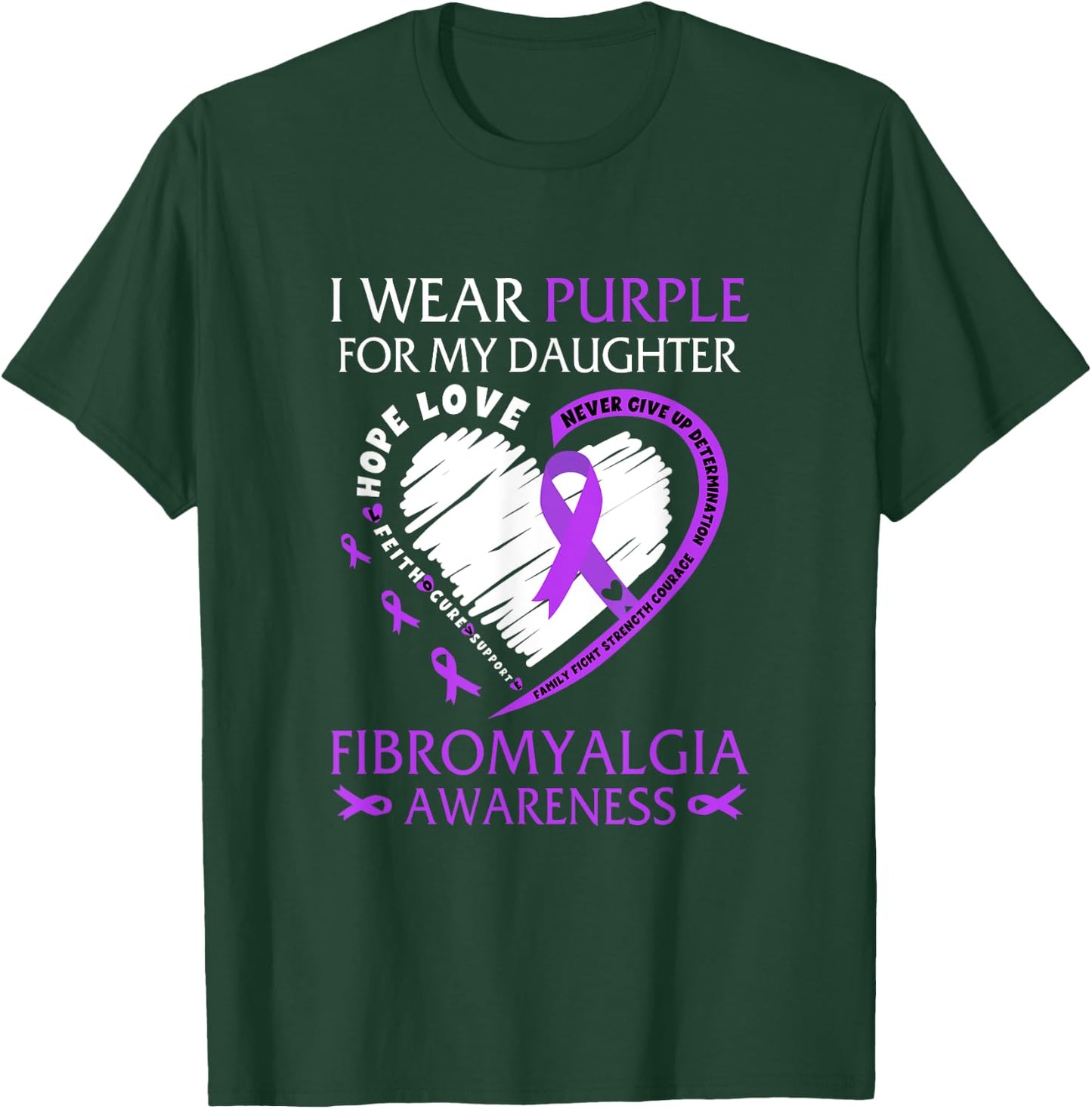 In May I Wear Purple For My Daughter Fibromyalgia Awareness T-Shirt - T-Shirt | Forest