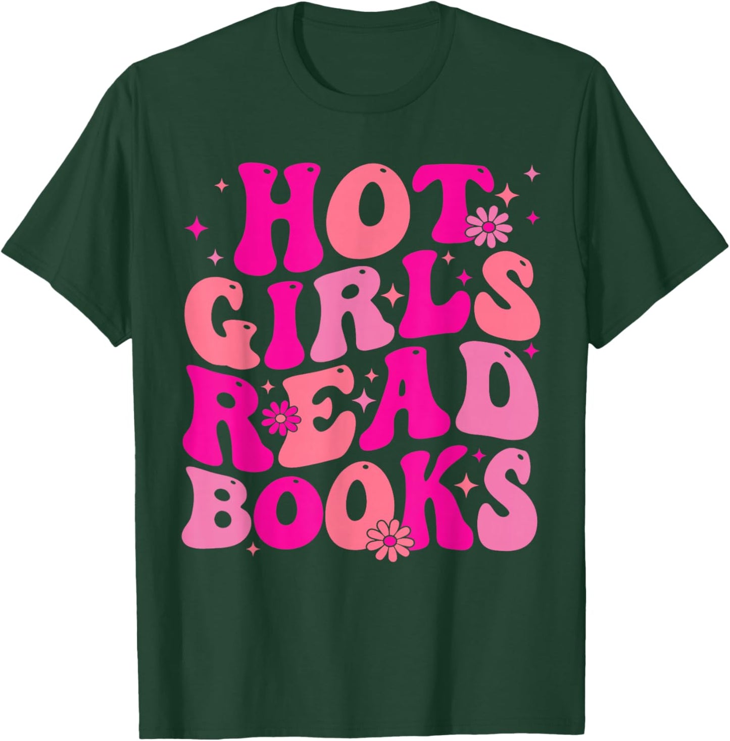 Retro Groovy Pink Hot Girls Read Books Librarian Book Lovers T-Shirt - T-Shirt | Forest