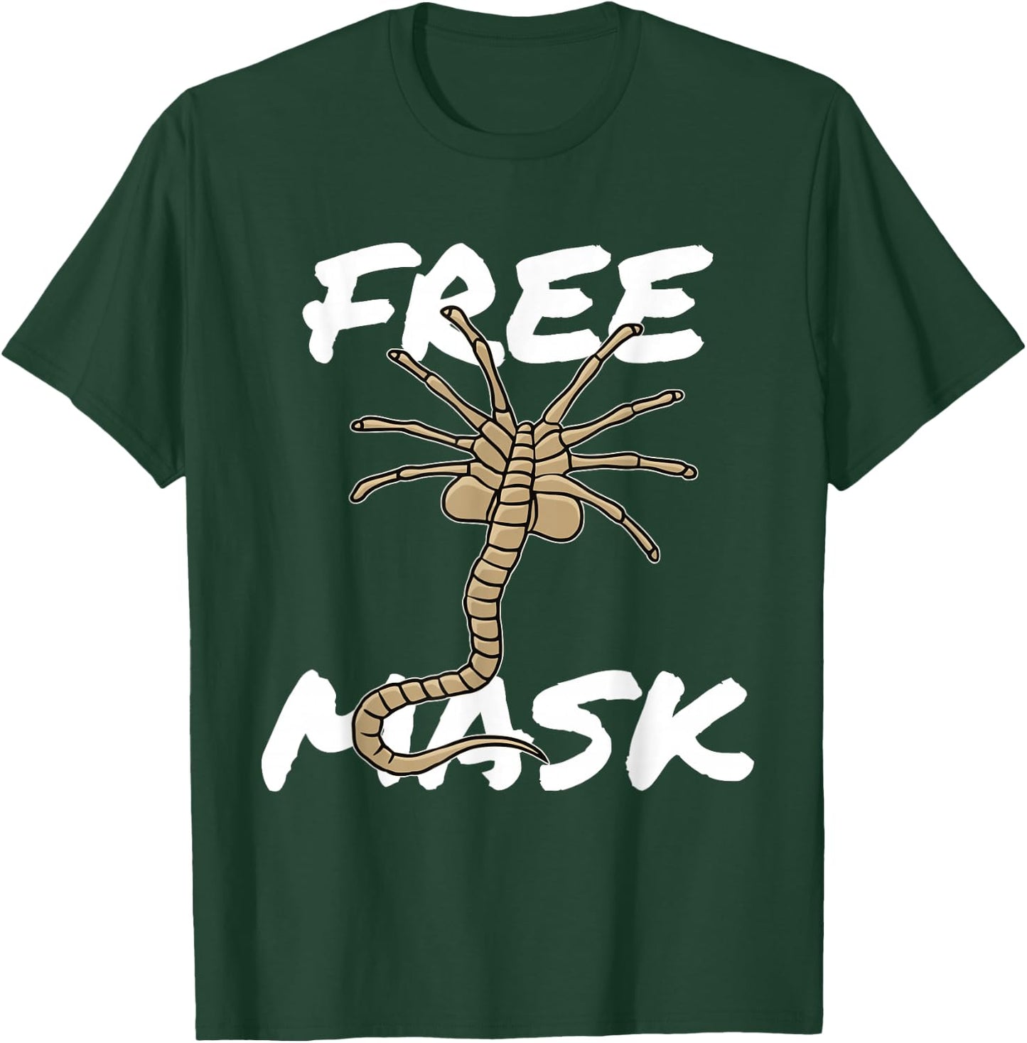 Free Mask - Funny Face Alien Hugger Creature Mask T-Shirt - T-Shirt | Forest