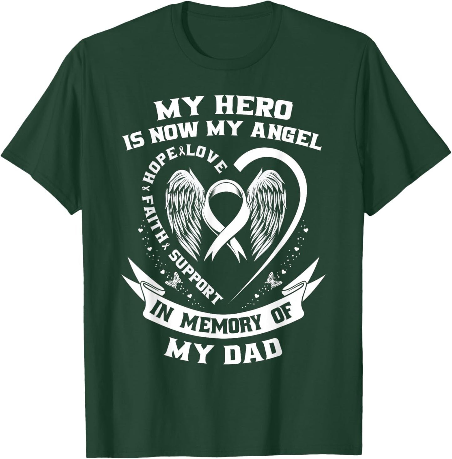 Lung Cancer Awareness Shirts Dad My Hero Is Now My Angel T-Shirt - T-Shirt | Forest