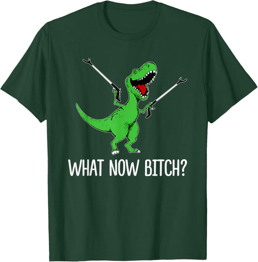 What Now Bitch Funny Dinorsaur Meme T-Shirt - T-Shirt | Forest
