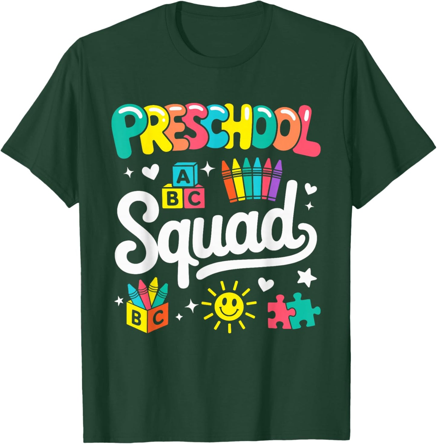 Preschool Squad Back to School Cute Cool Teacher Women Girls T-Shirt - T-Shirt | Forest