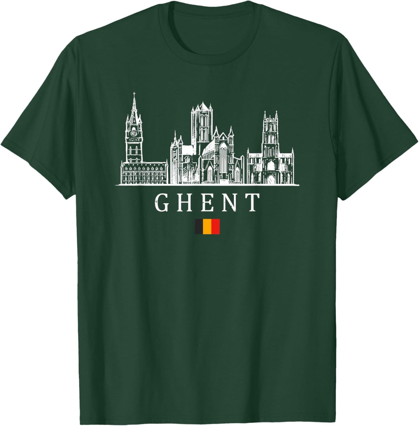 Vintage Ghent Belgium Vacation | Belgium Lover T-Shirt - T-Shirt | Forest