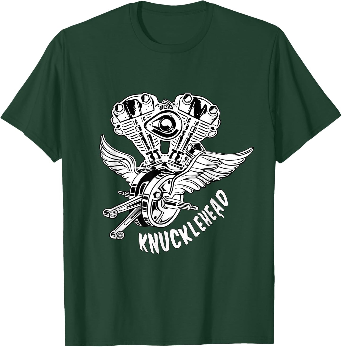 HD Knucklehead Old School Motorcycle Wings Retro Biker Gear T-Shirt - T-Shirt | Forest