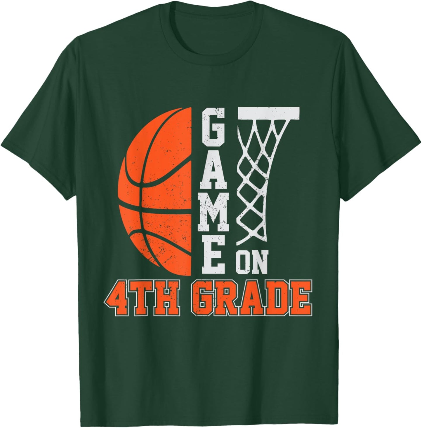 Back To School Game On 4th Grade Funny Basketball Kids T-Shirt - T-Shirt | Forest