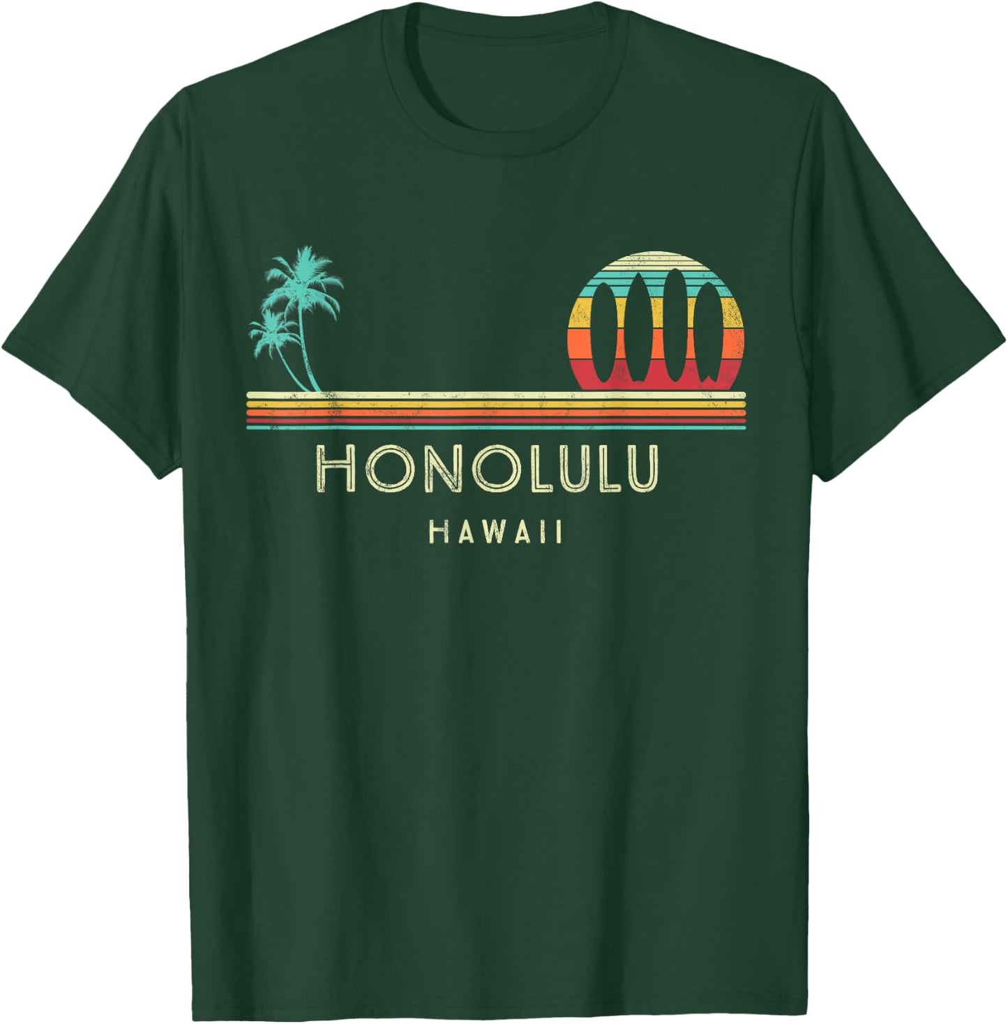 Vintage Hawaii Honolulu - Palm trees Tropical - Surf T-Shirt - T-Shirt | Forest