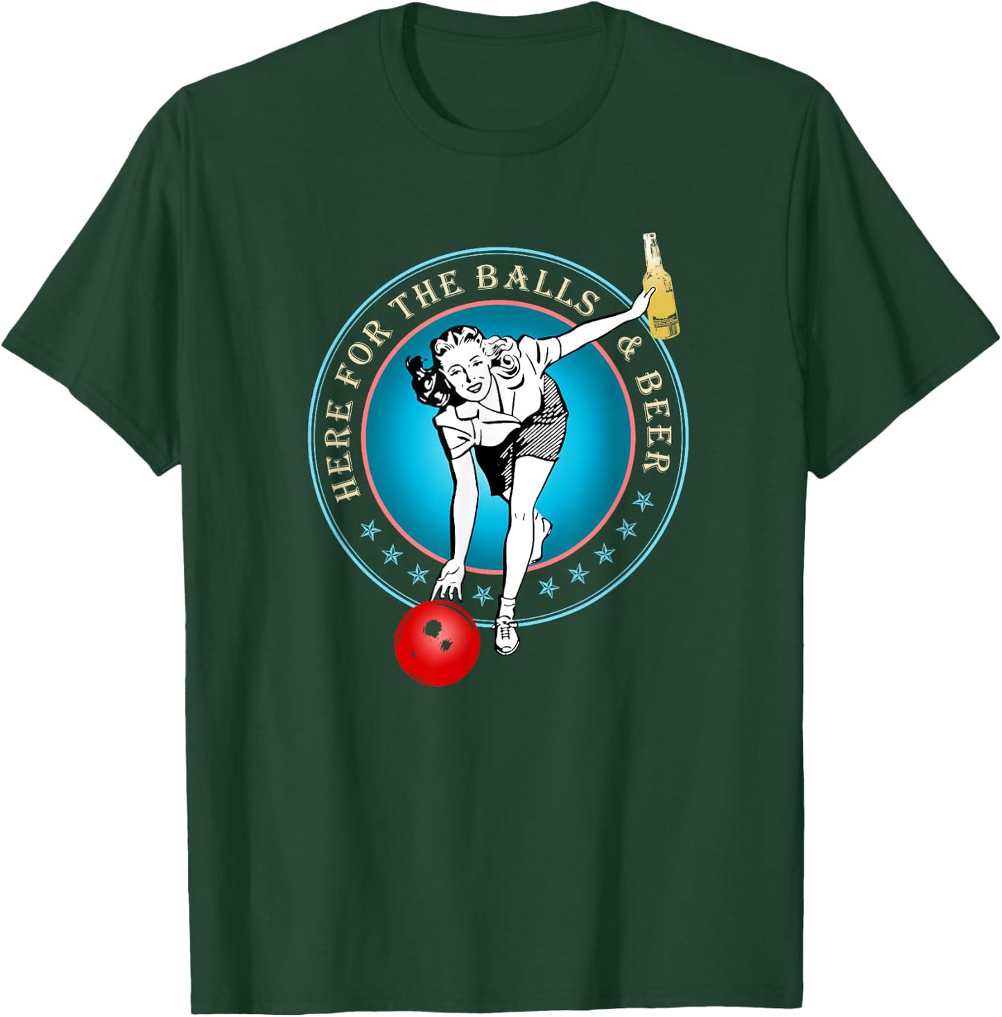 Funny Bowler Balls & Beer Women's Vintage Team Retro Bowling T-Shirt - T-Shirt | Forest