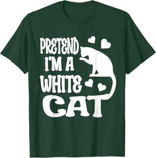 Pretend I'm A White Cat Funny Halloween Costume T-Shirt - T-Shirt | Forest