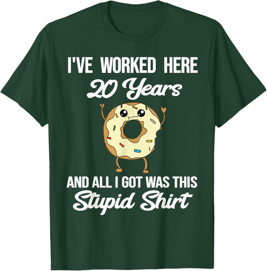 Funny 20 Year Work Anniversary Appreciation Saying Joke 20th T-Shirt - T-Shirt | Forest