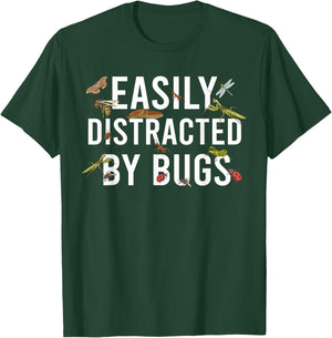 Easily Distracted By Bugs Entomologist Insect Collector Bug T-Shirt - T-Shirt | Forest