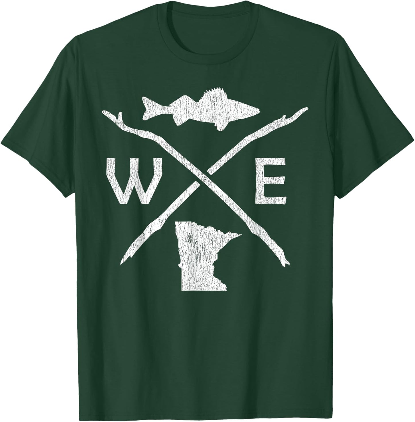 Walleye Fishing - Minnesota Walleye Fishing Compass Gift T-Shirt - T-Shirt | Forest