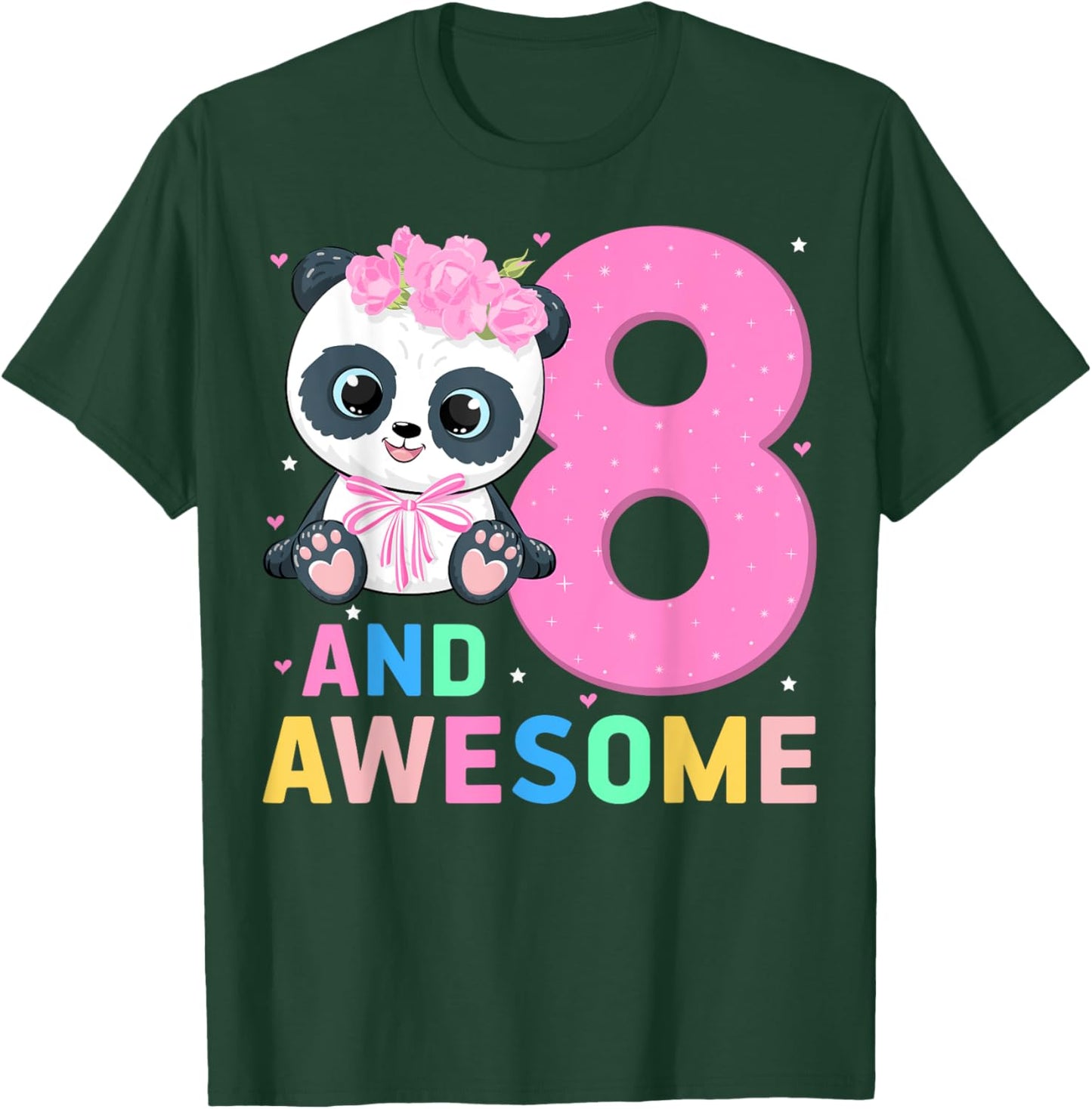 8 And Awesome Panda Kids Eight Years Old 8th Birthday Party T-Shirt - T-Shirt | Forest