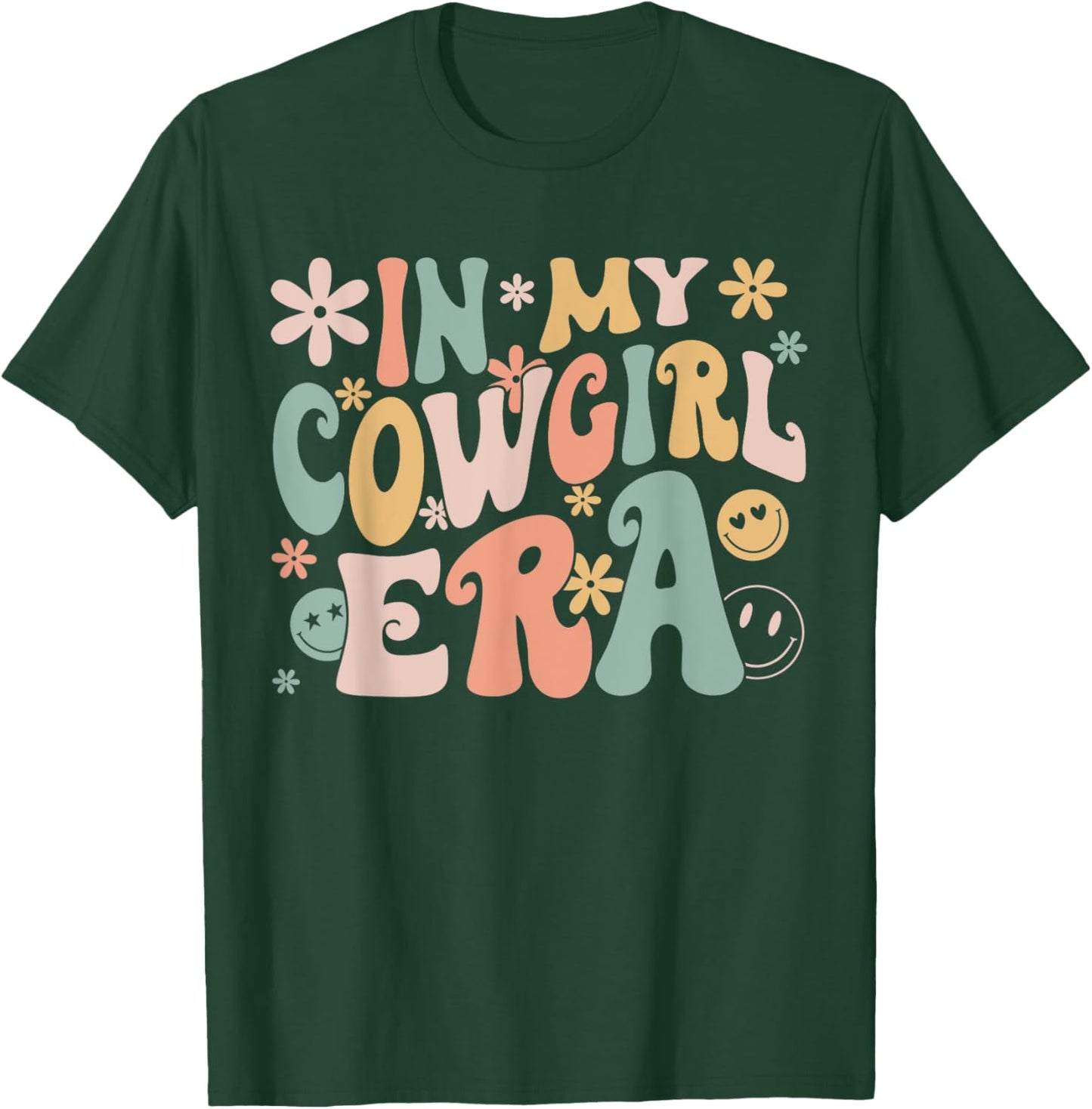 Funny In My Cowgirl Era Groovy Retro Western Rodeo T-Shirt - T-Shirt | Forest