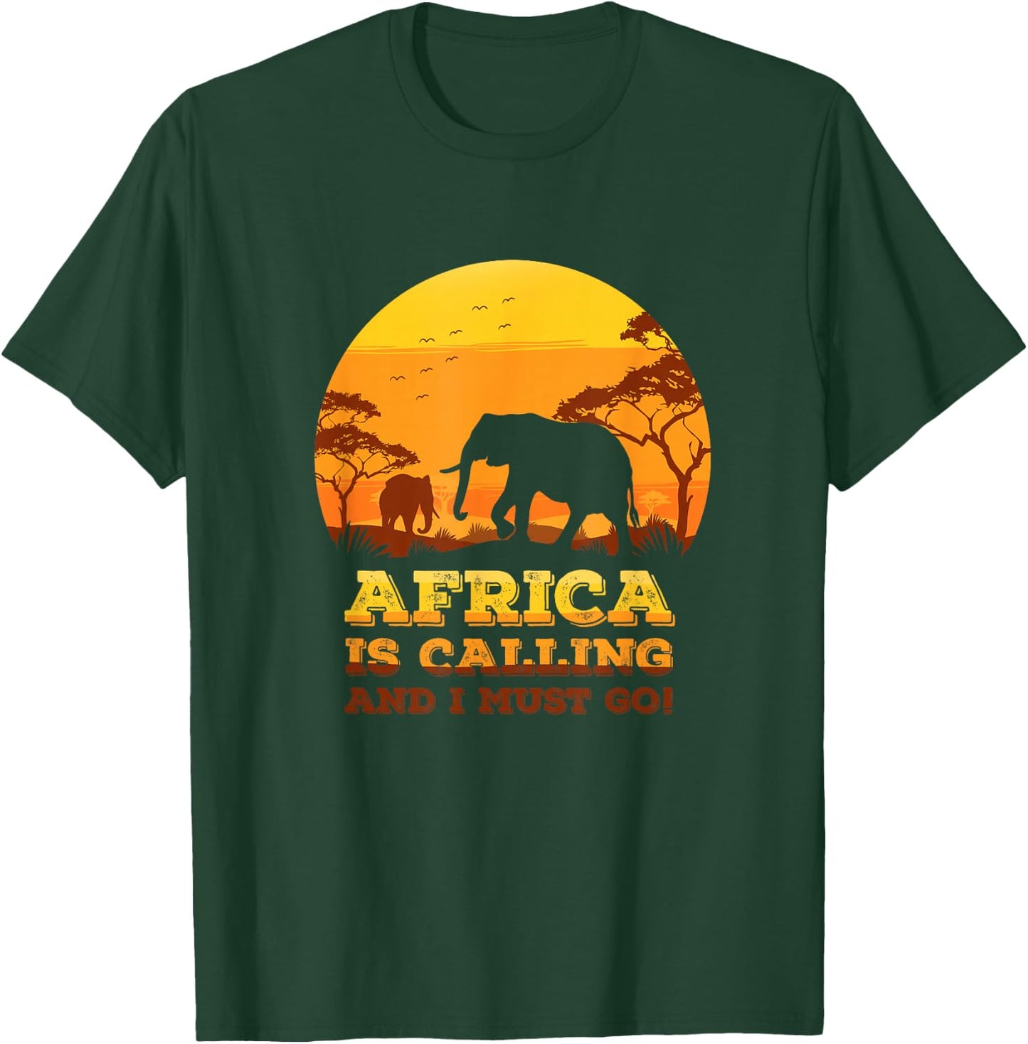 Africa Is Calling And I Must Go Retro African Elephant T-Shirt - T-Shirt | Forest