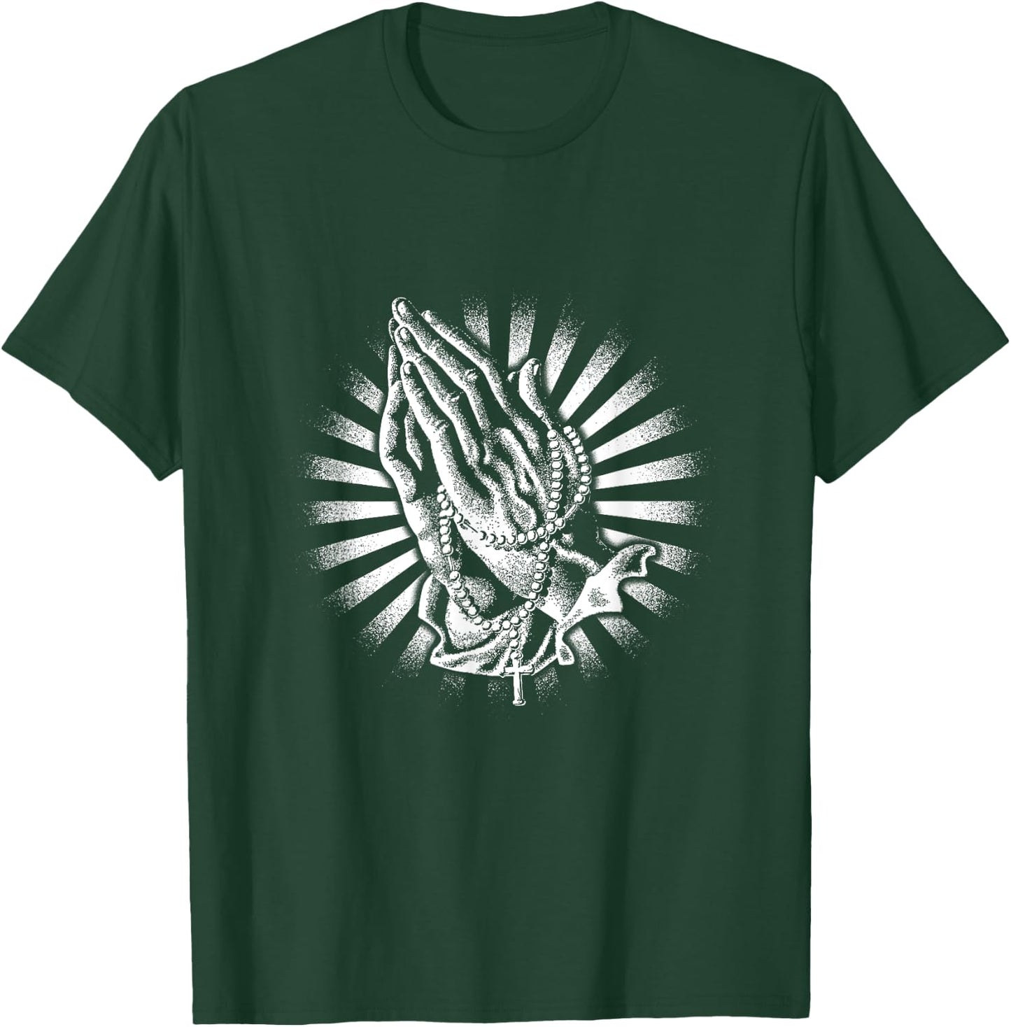 Rosary Praying Hands Believe Faith Jesus Christian T-Shirt - T-Shirt | Forest