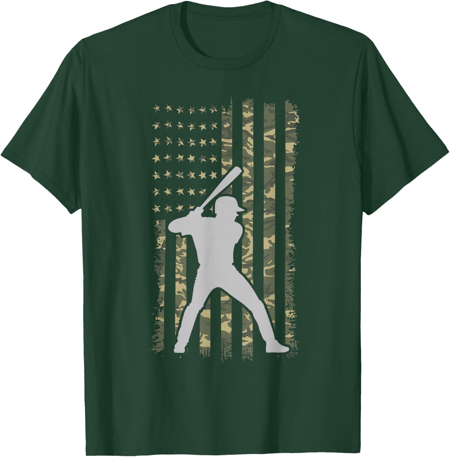Baseball Player Gifts American Flag Baseball USA T-Shirt - T-Shirt | Forest