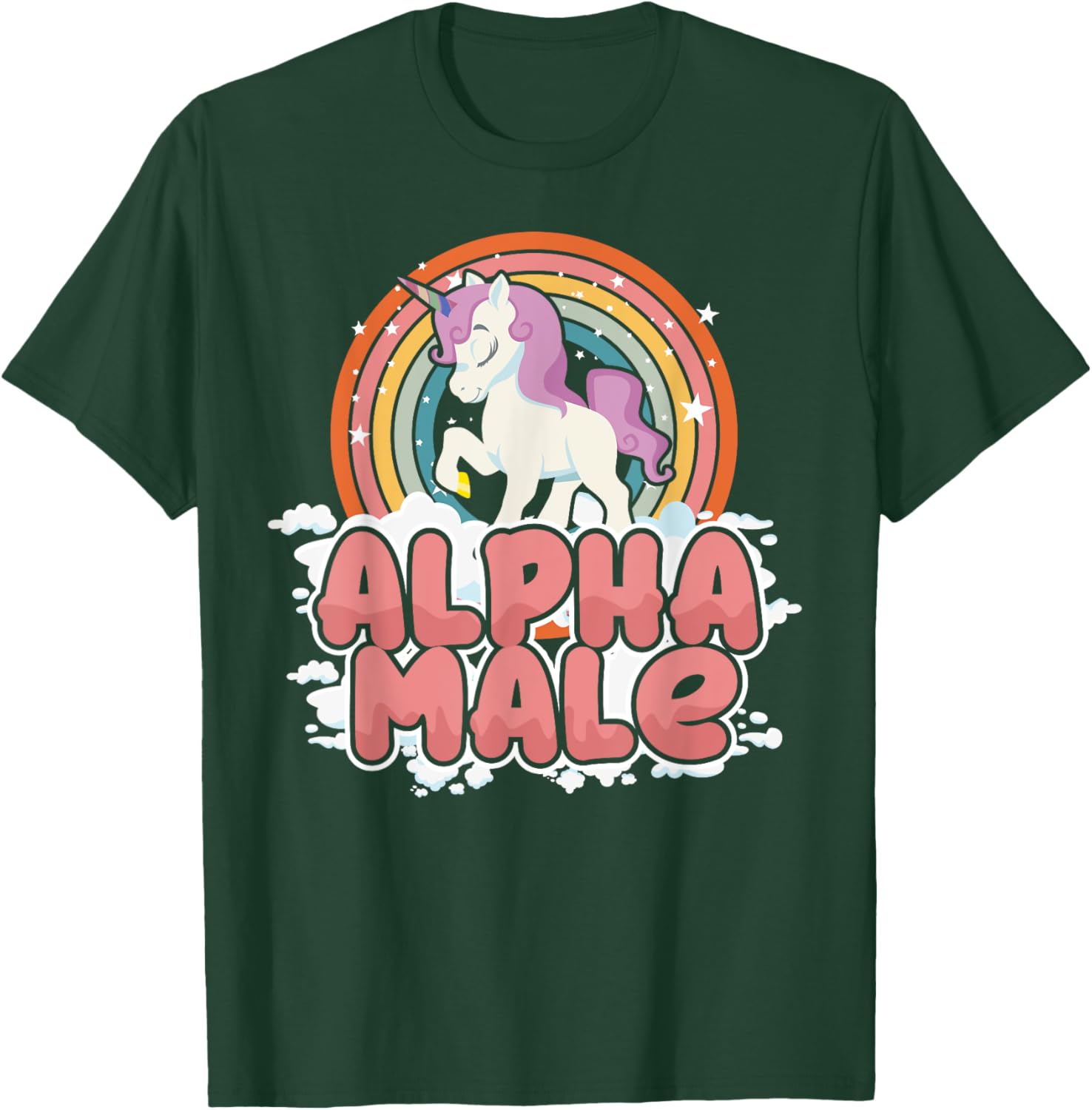 Funny Alpha Male Unicorn Lover Gift Rainbow Sarcastic T-Shirt - T-Shirt | Forest