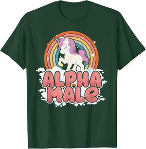 Funny Alpha Male Unicorn Lover Gift Rainbow Sarcastic T-Shirt - T-Shirt | Forest
