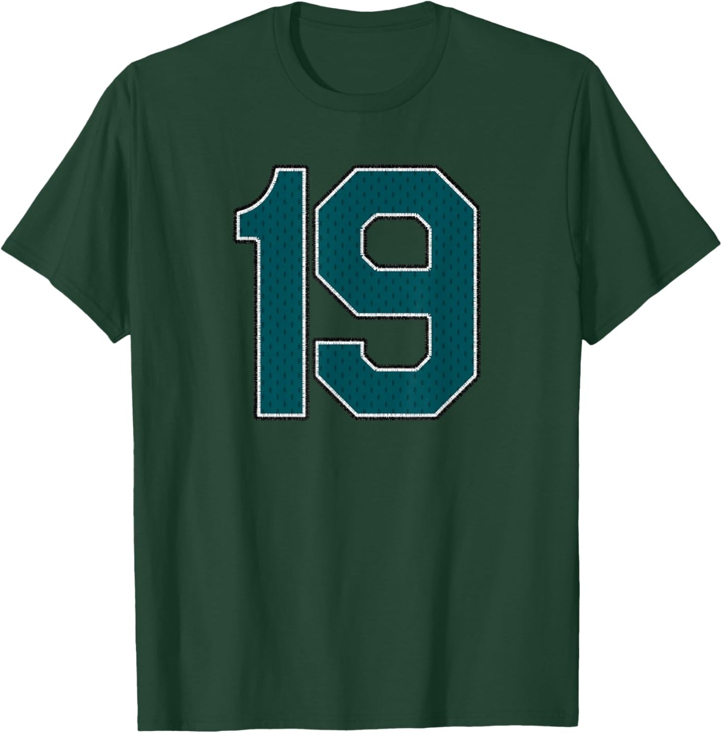 Player Dark Teal Green Number 19 Sports Fan Wear Supporter T-Shirt - T-Shirt | Forest