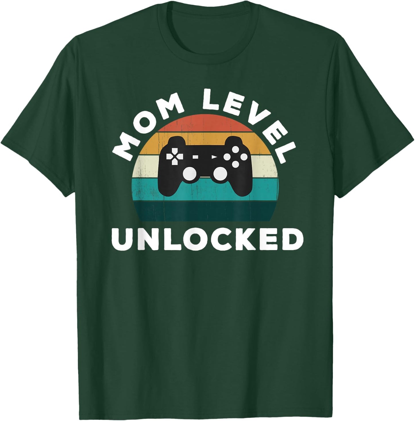Mom Level Unlocked: Game Lover / Gamer New Baby Mother Mamma T-Shirt - T-Shirt | Forest