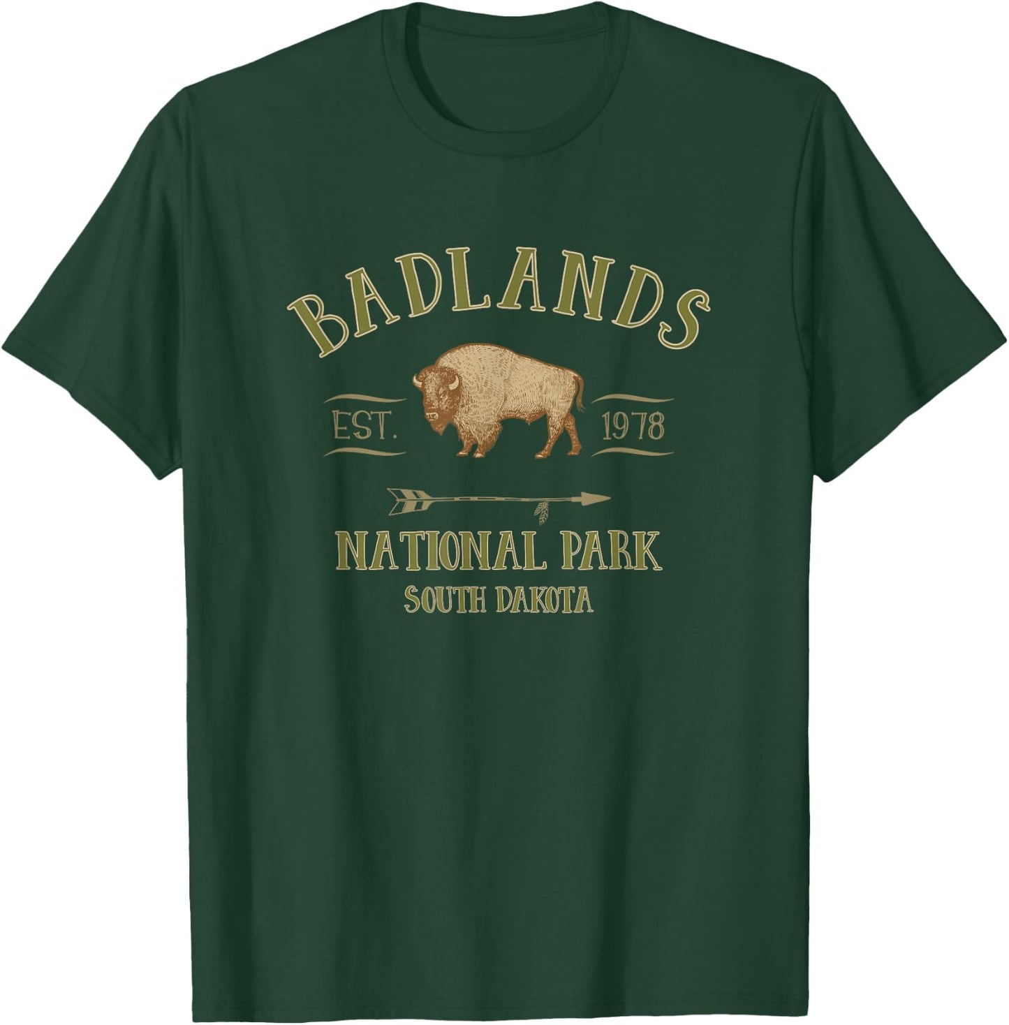 BADLANDS NATIONAL PARK South Dakota bison tourist souvenir T-Shirt - T-Shirt | Forest