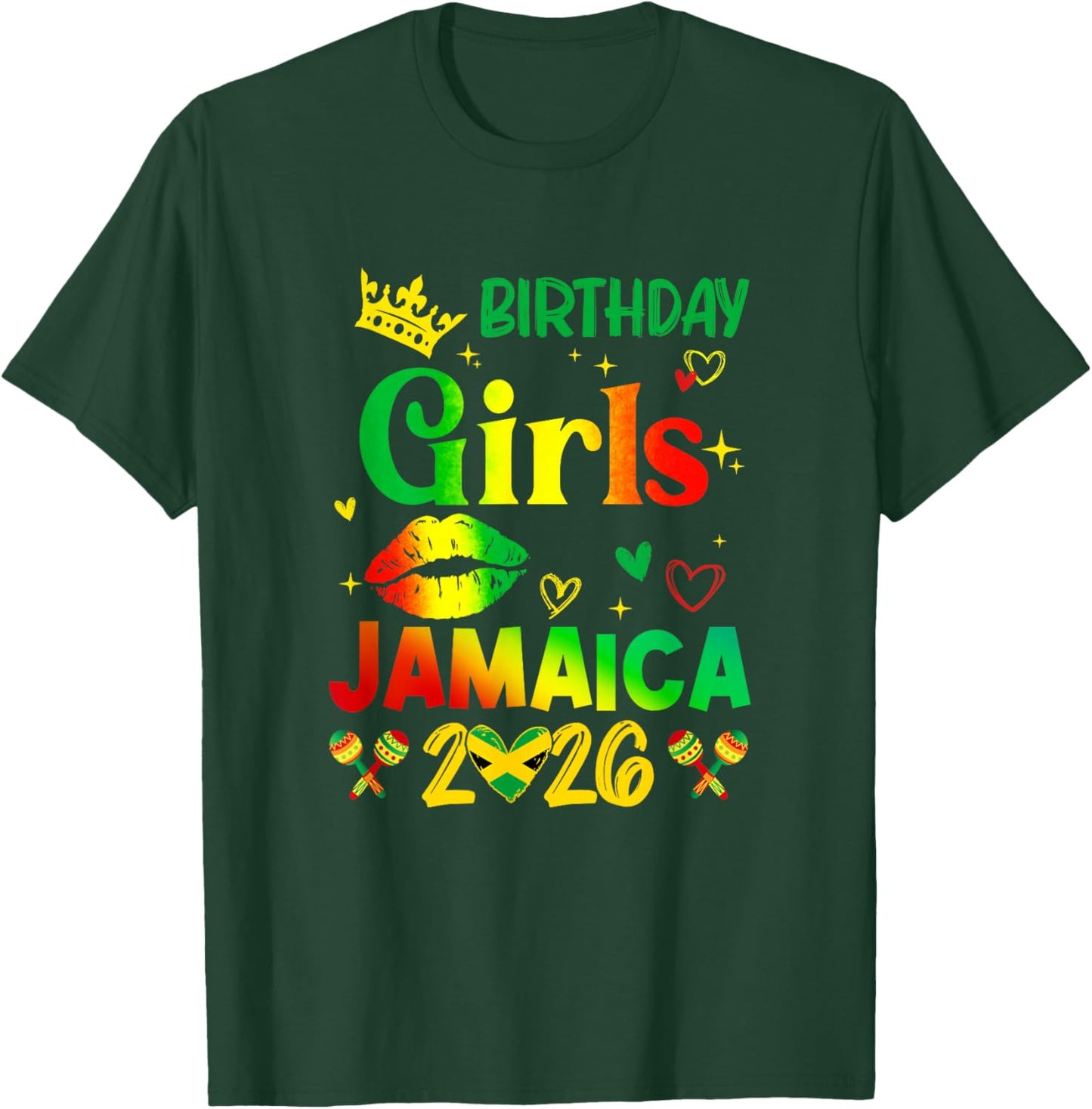 Funny Birthday Girl Jamaica 2026 Birthday Trip Vacation T-Shirt - T-Shirt | Forest