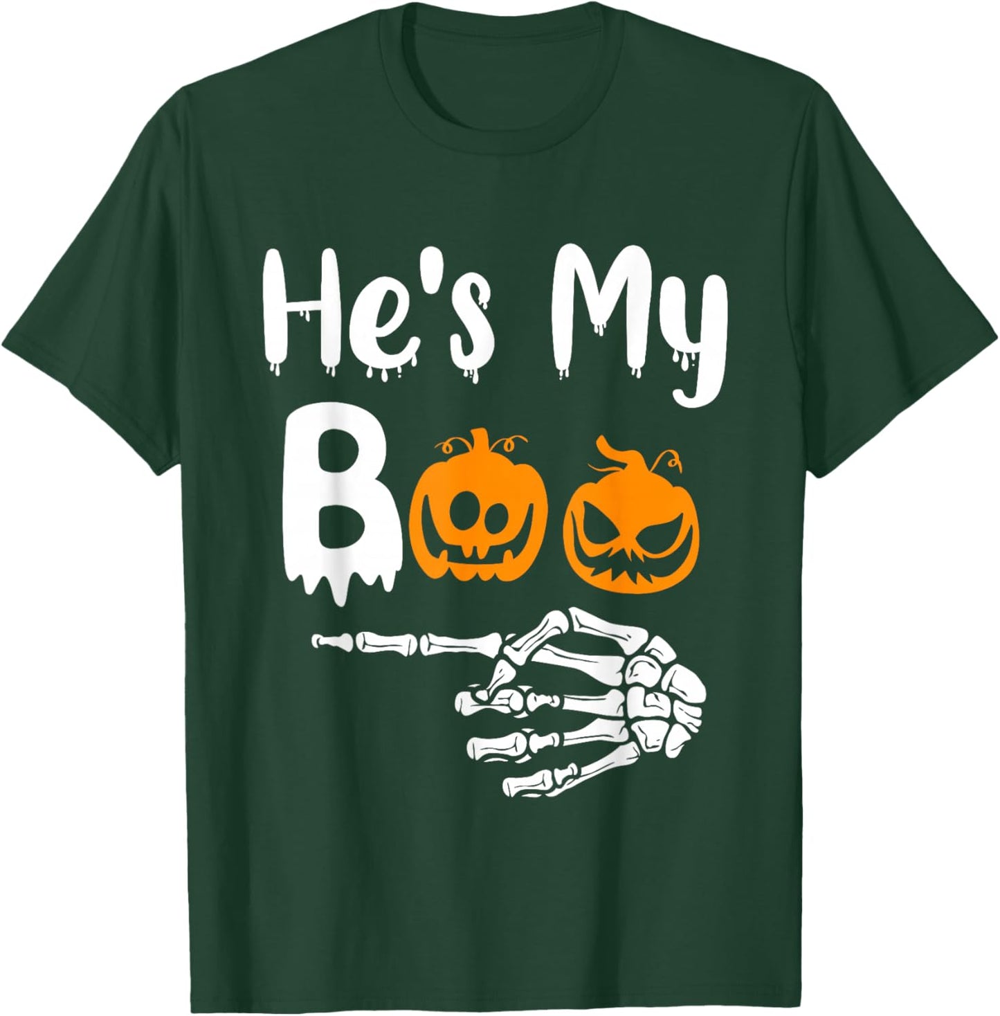 She's My Boo Matching Halloween Pajama Couples He's My Boo T-Shirt - T-Shirt | Forest
