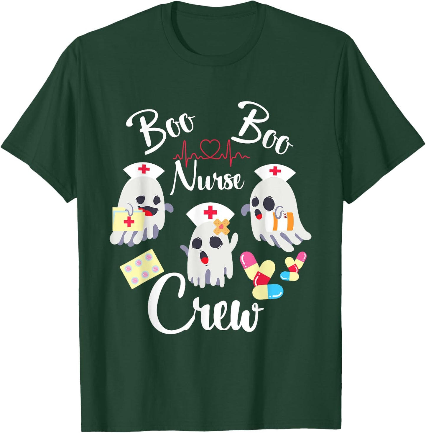 Boo Boo Crew Nurse Ghost Costume Funny Halloween Gift T-Shirt - T-Shirt | Forest