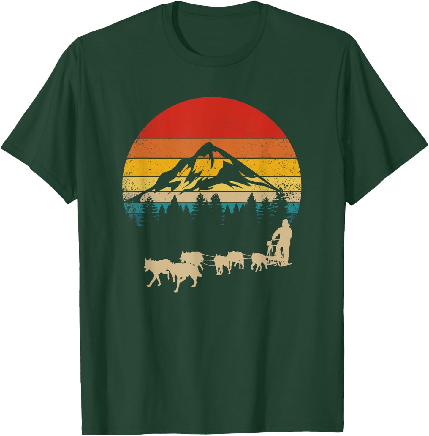 Funny Dog Sledding Men Women Kids T-Shirt - T-Shirt | Forest