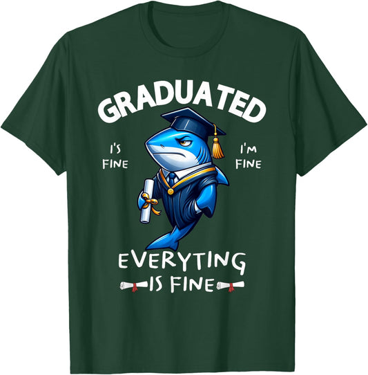We Graduated Graduate Class 2025 Cool Shark Graduation Squad T-Shirt - T-Shirt | Forest