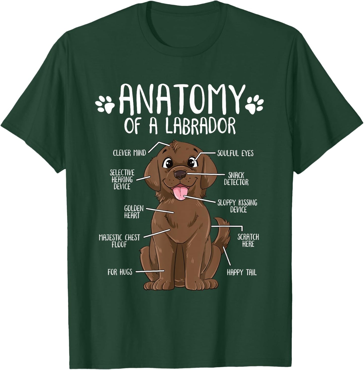 Funny Anatomy Labrador Retriever Chocolate Lab Dog Owner Women Girls Kids T-Shirt - T-Shirt | Forest