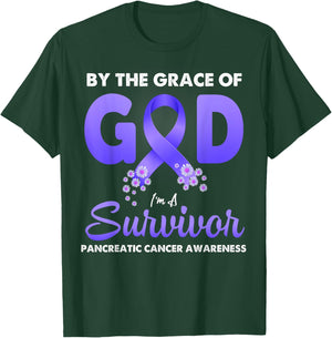 By The Grace God I'm A Survivor Pancreatic Cancer Survivor T-Shirt - T-Shirt | Forest