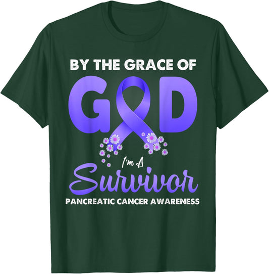 By The Grace God I'm A Survivor Pancreatic Cancer Survivor T-Shirt - T-Shirt | Forest