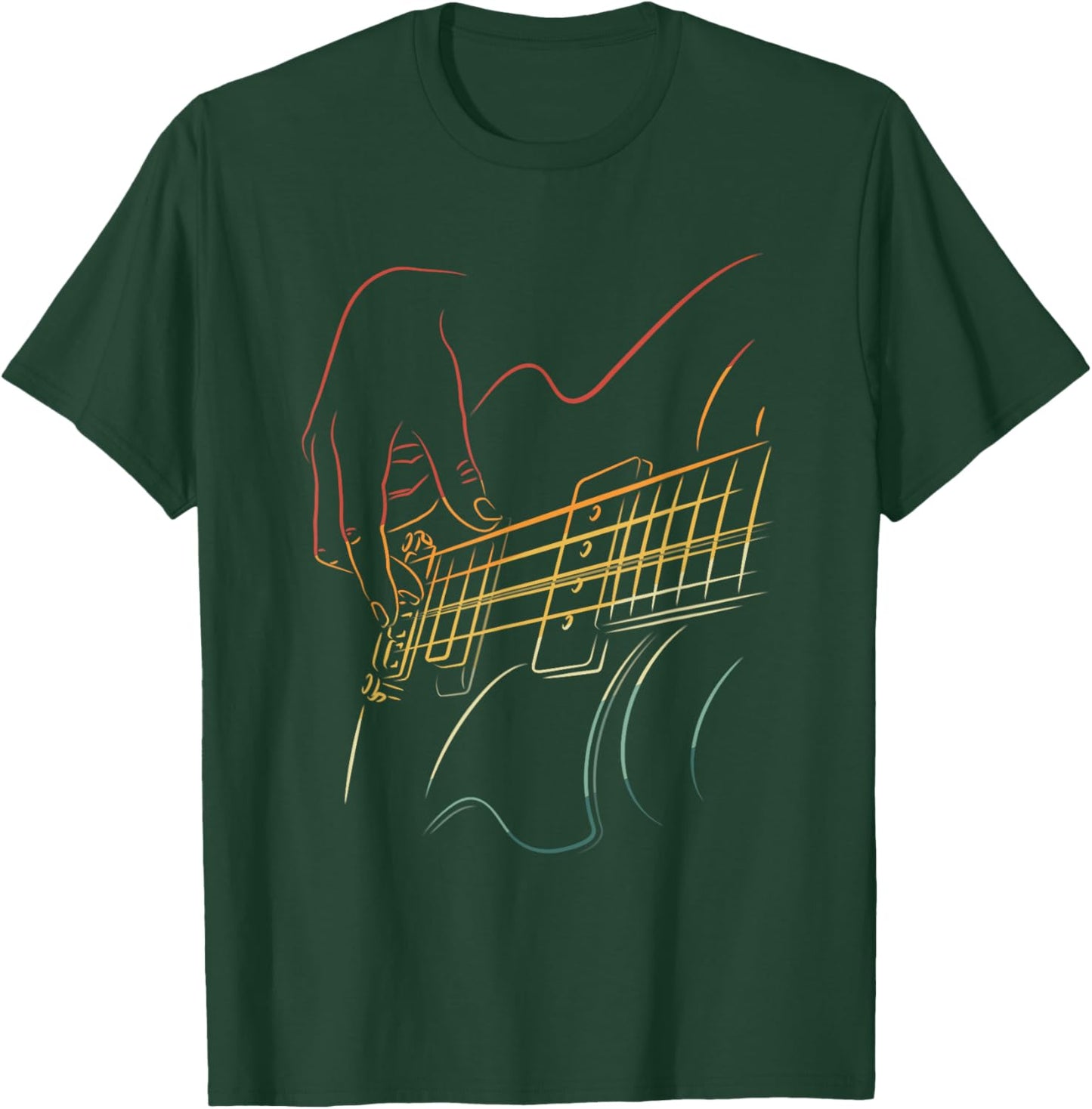 Men Playing Guitar Retro Vintage Music Lover Guitarist T-Shirt - T-Shirt | Forest