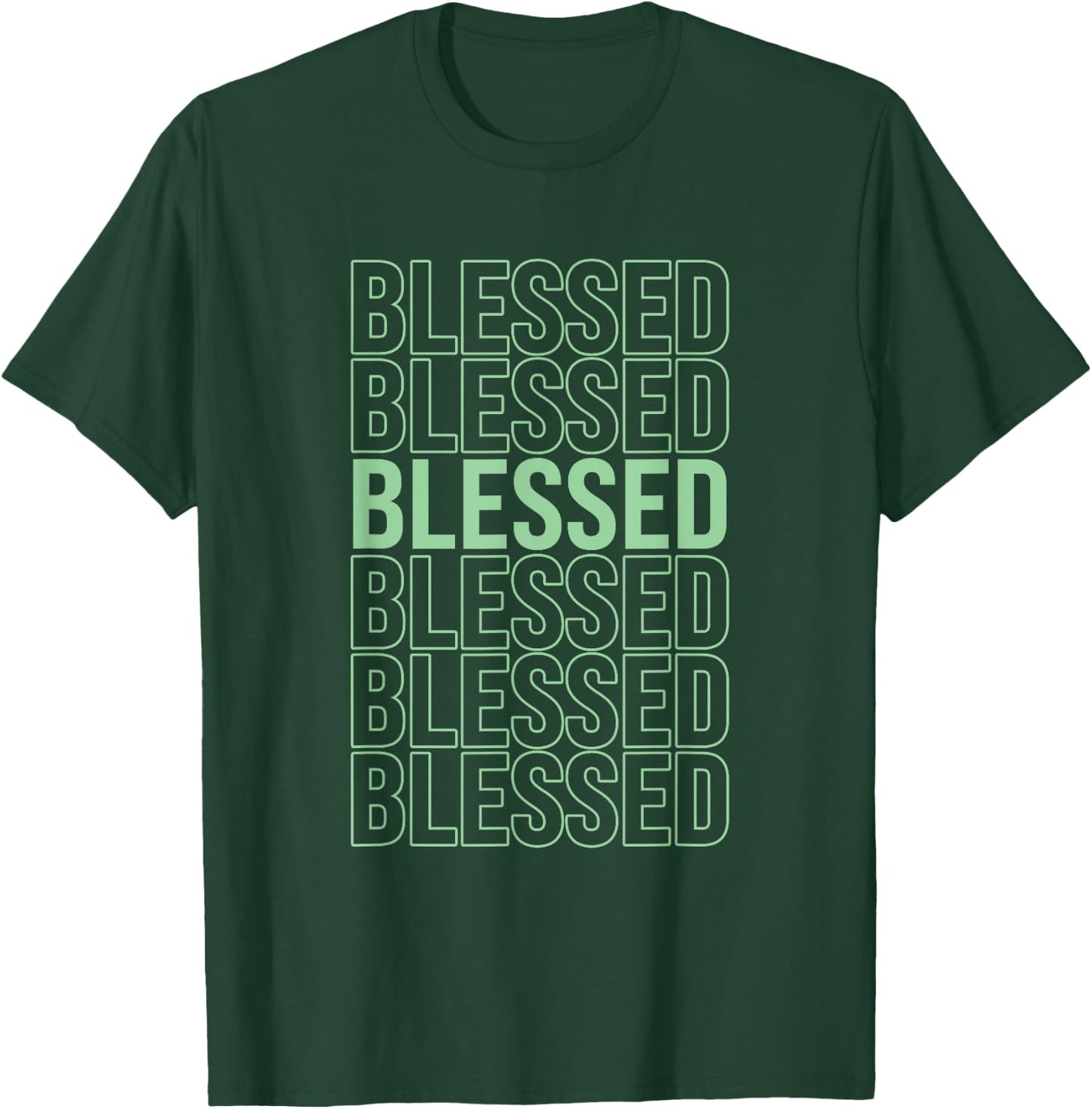 Green BLESSED Pale Light Green Color Graphic T-Shirt - T-Shirt | Forest