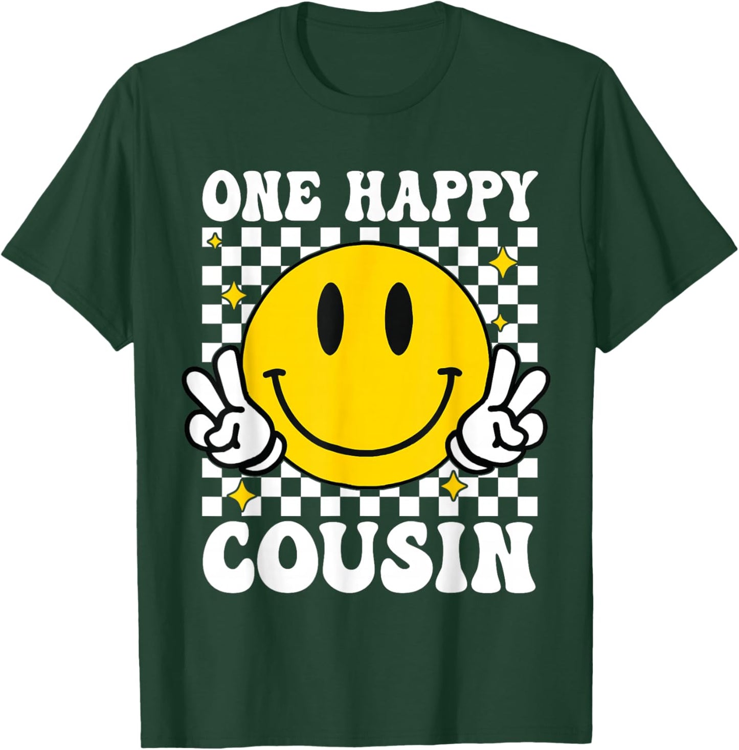 One Happy Dude Cousin happy face 1st Birthday Family T-Shirt - T-Shirt | Forest