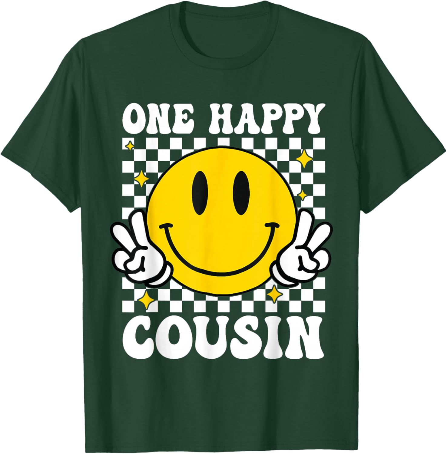 One Happy Dude Cousin happy face 1st Birthday Family T-Shirt - T-Shirt | Forest