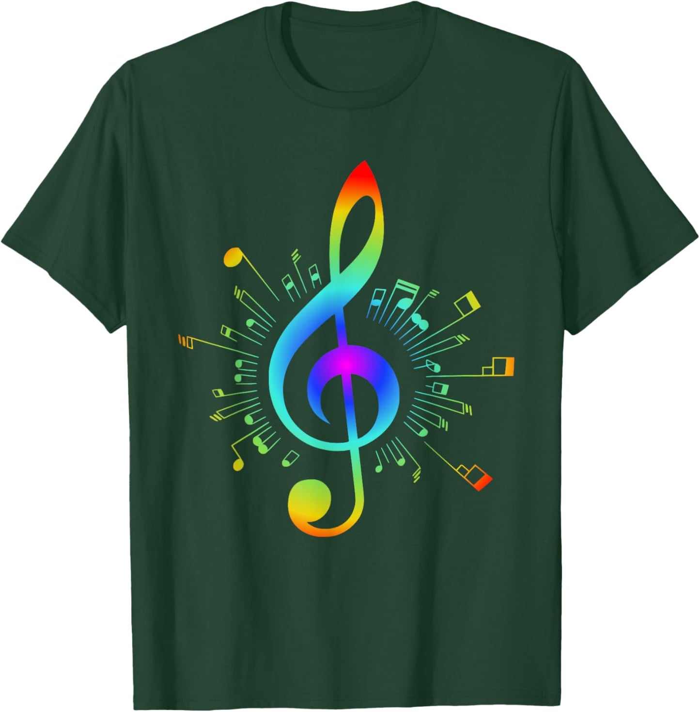 Colorful Treble Clef and Musical Notes Design for Music Love T-Shirt - T-Shirt | Forest
