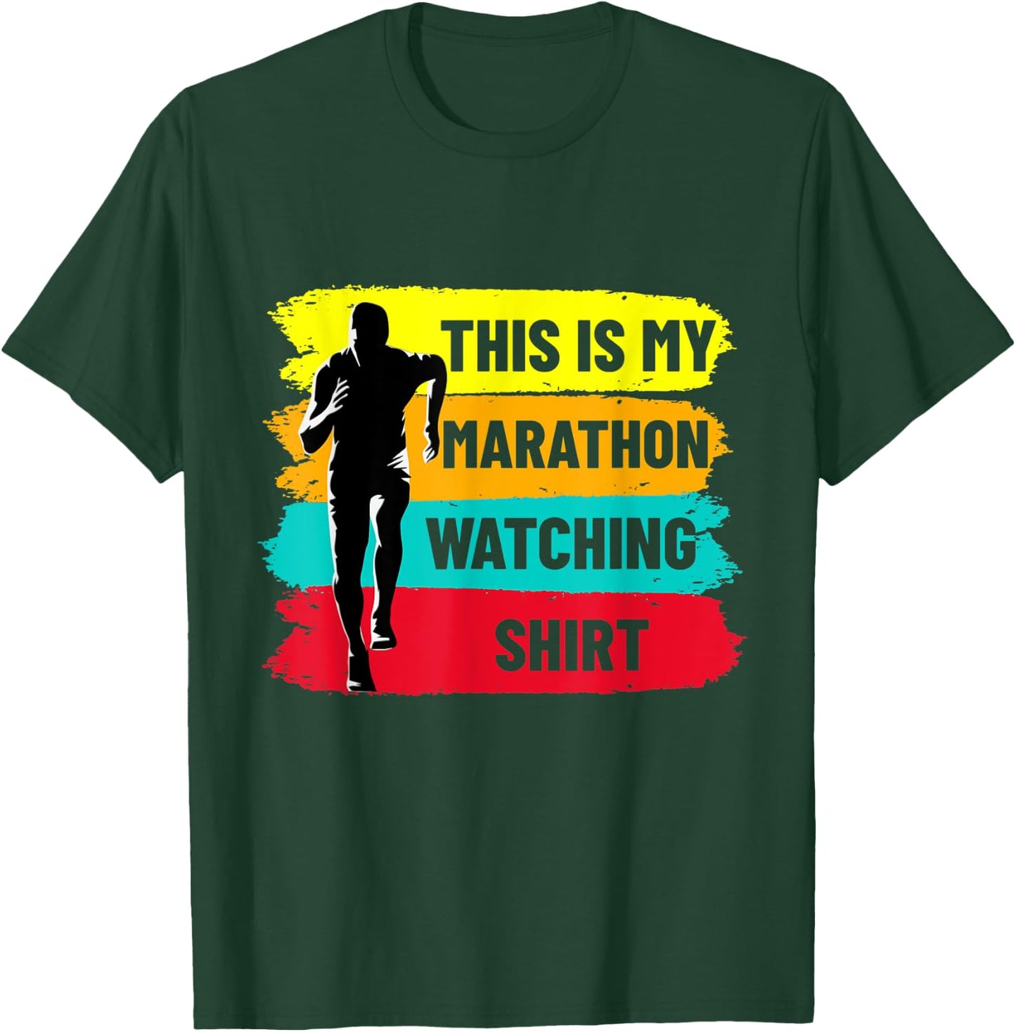 Retro Marathoner Runner Running This Is My Marathon Watching T-Shirt - T-Shirt | Forest