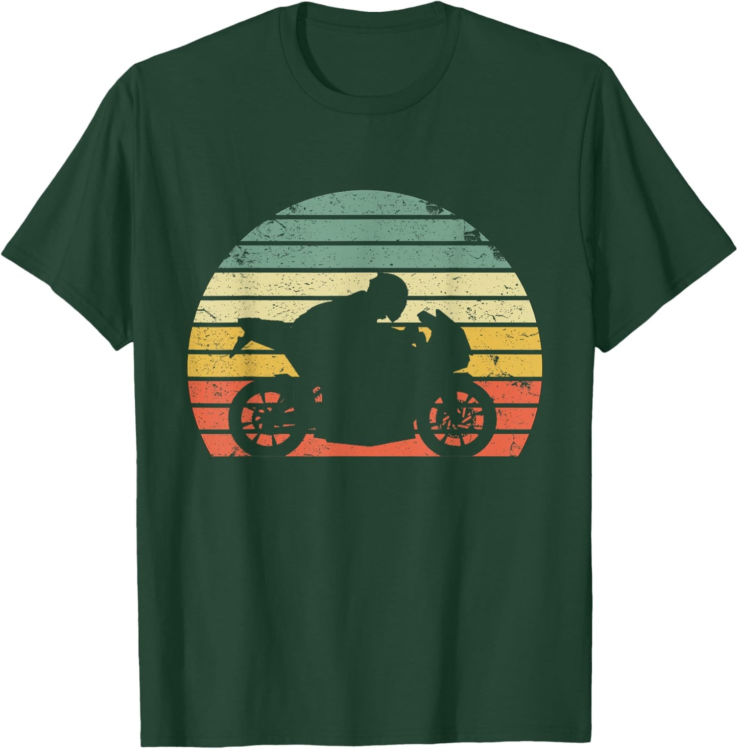 Vintage Biker Motorcycle Shirt Silhouette Retro T-Shirt - T-Shirt | Forest