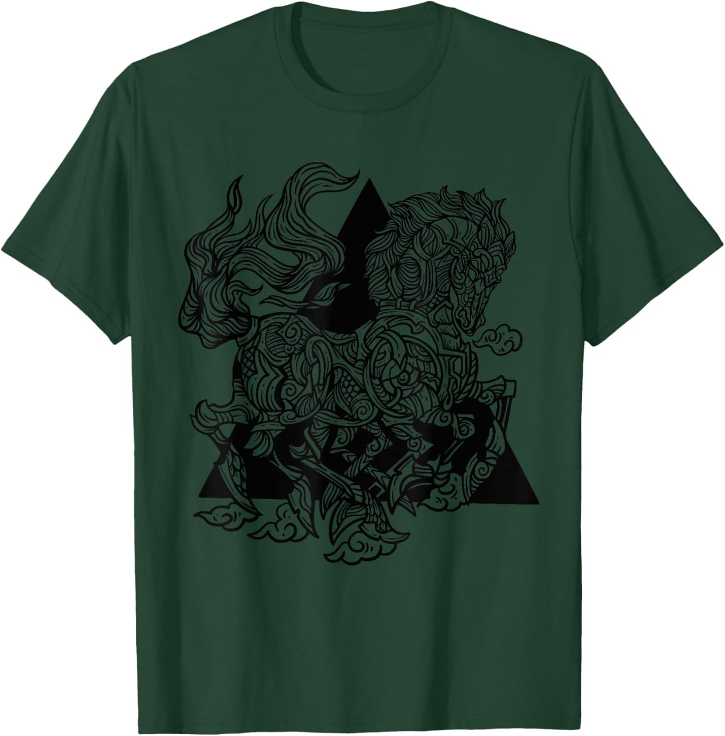 Sleipnir Odin's Horse Nordic Viking Runes Mythology T-Shirt - T-Shirt | Forest