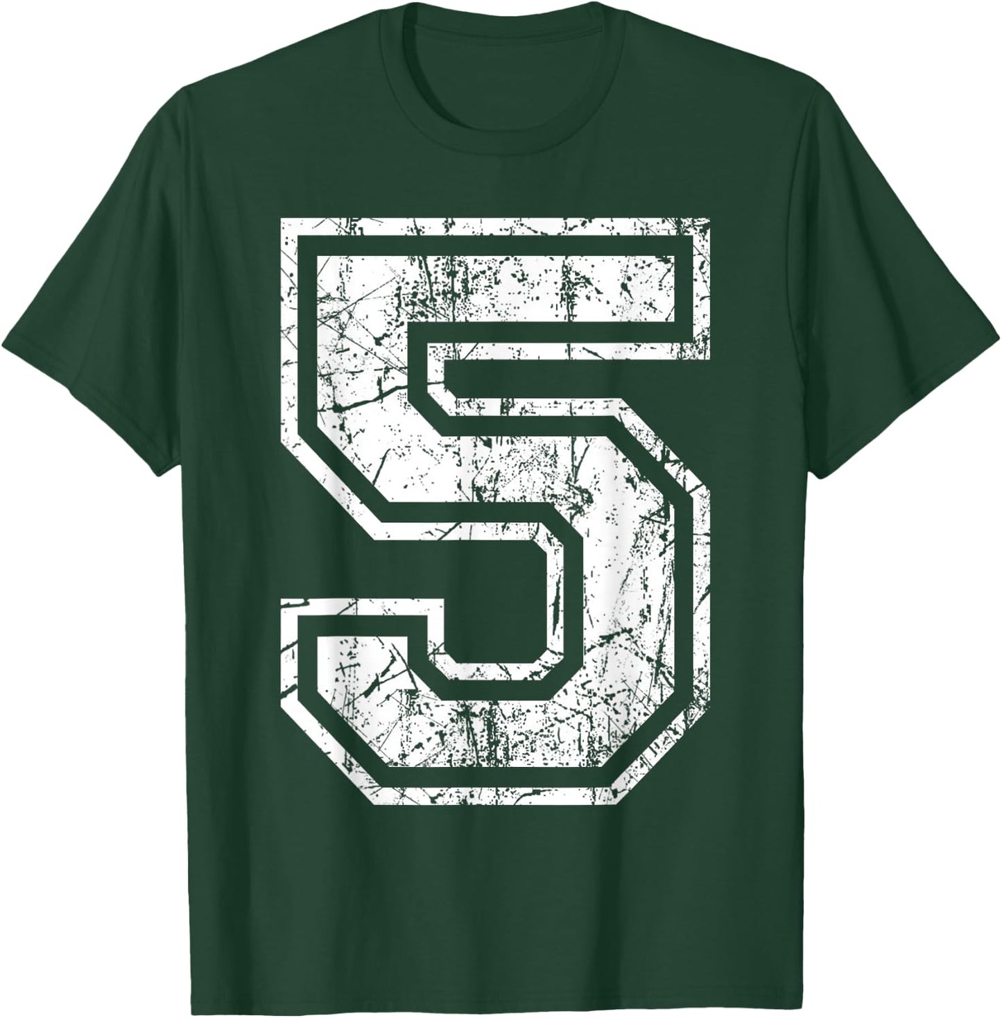 Sports Jersey Grunge Number 5 Fan Team Player Birthday Gift T-Shirt - T-Shirt | Forest