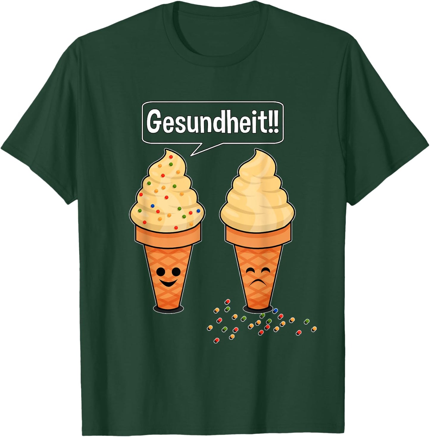 Sprinkle Sneezing Ice Cream Cone Says Gesundheit Funny T-Shirt - T-Shirt | Forest