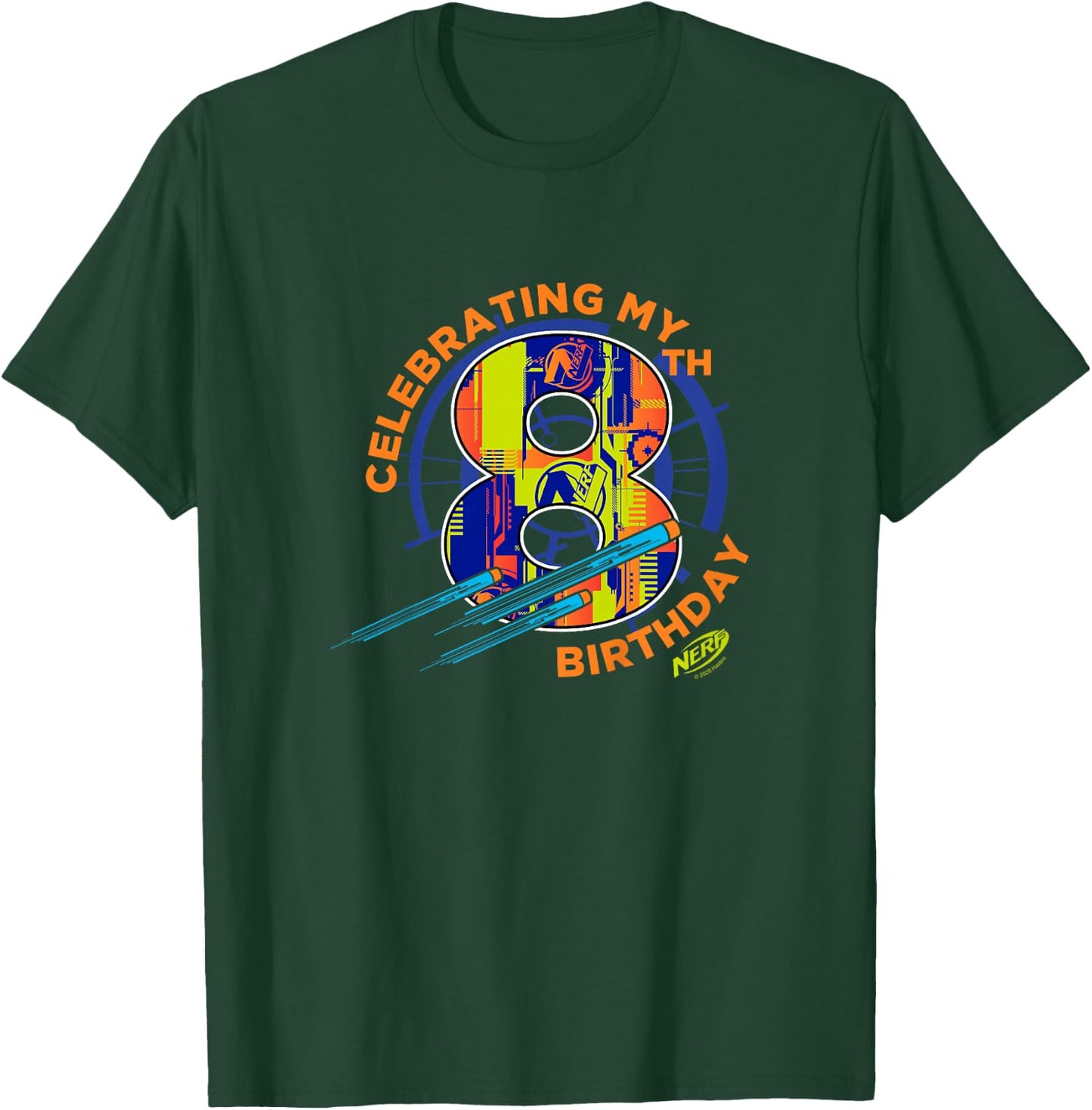 Kids Nerf Birthday Celebrating My 8th Birthday Logo T-Shirt - T-Shirt | Forest