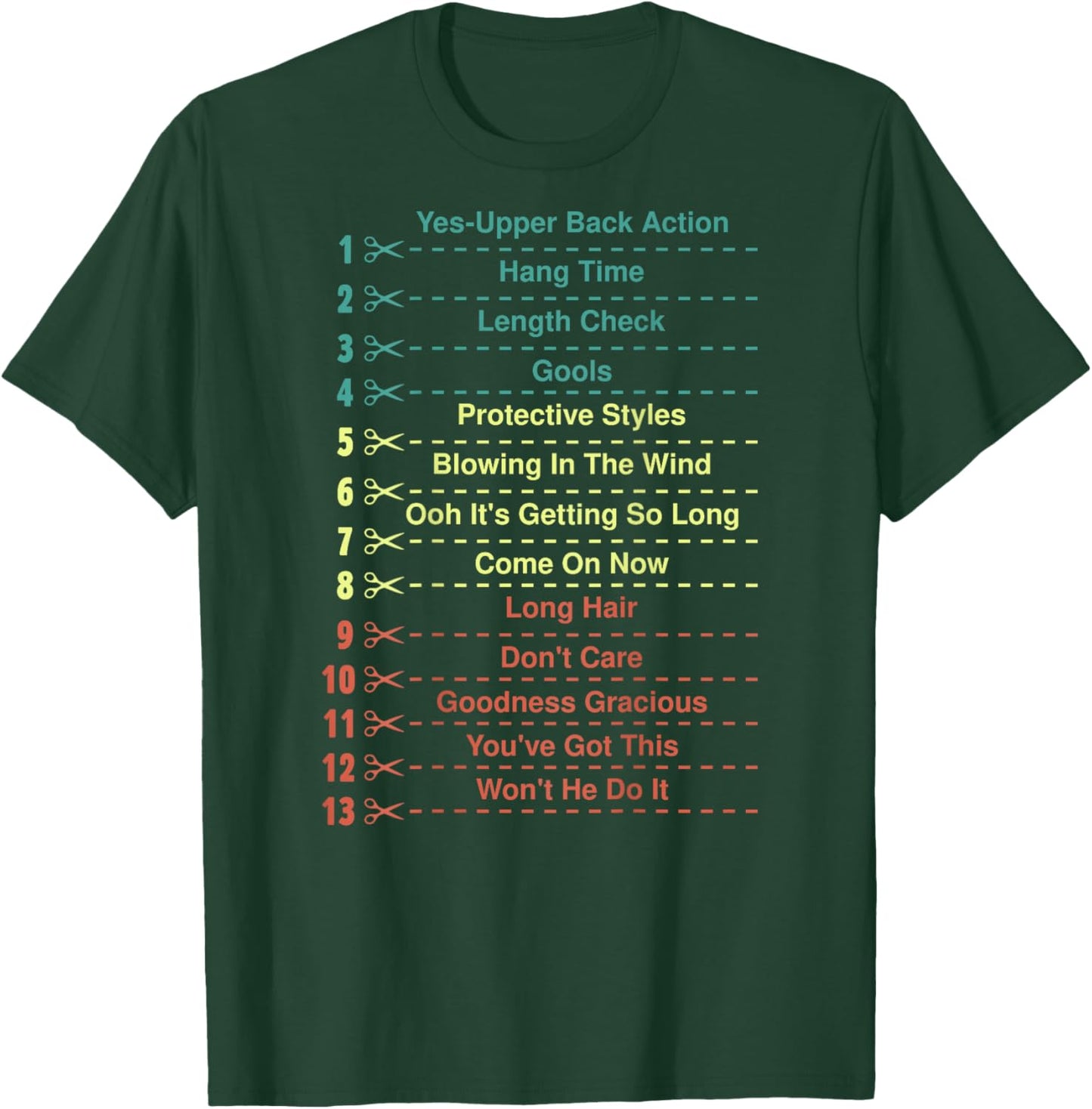 Track Your Long Natural Hair Length Check Backprint T-Shirt - T-Shirt | Forest