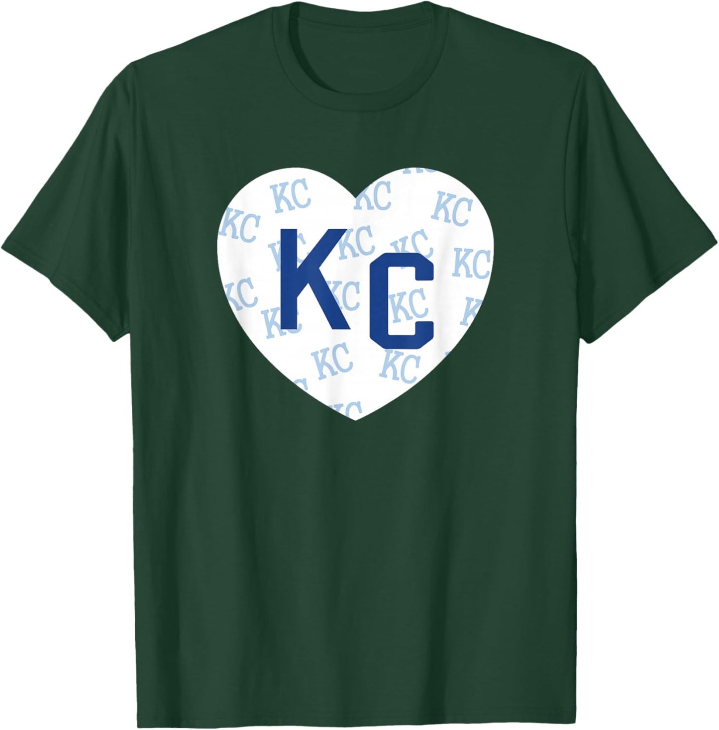 Blue Kc Heart Kansas City 2 Letter Kc Pattern Love KC Blue T-Shirt - T-Shirt | Forest