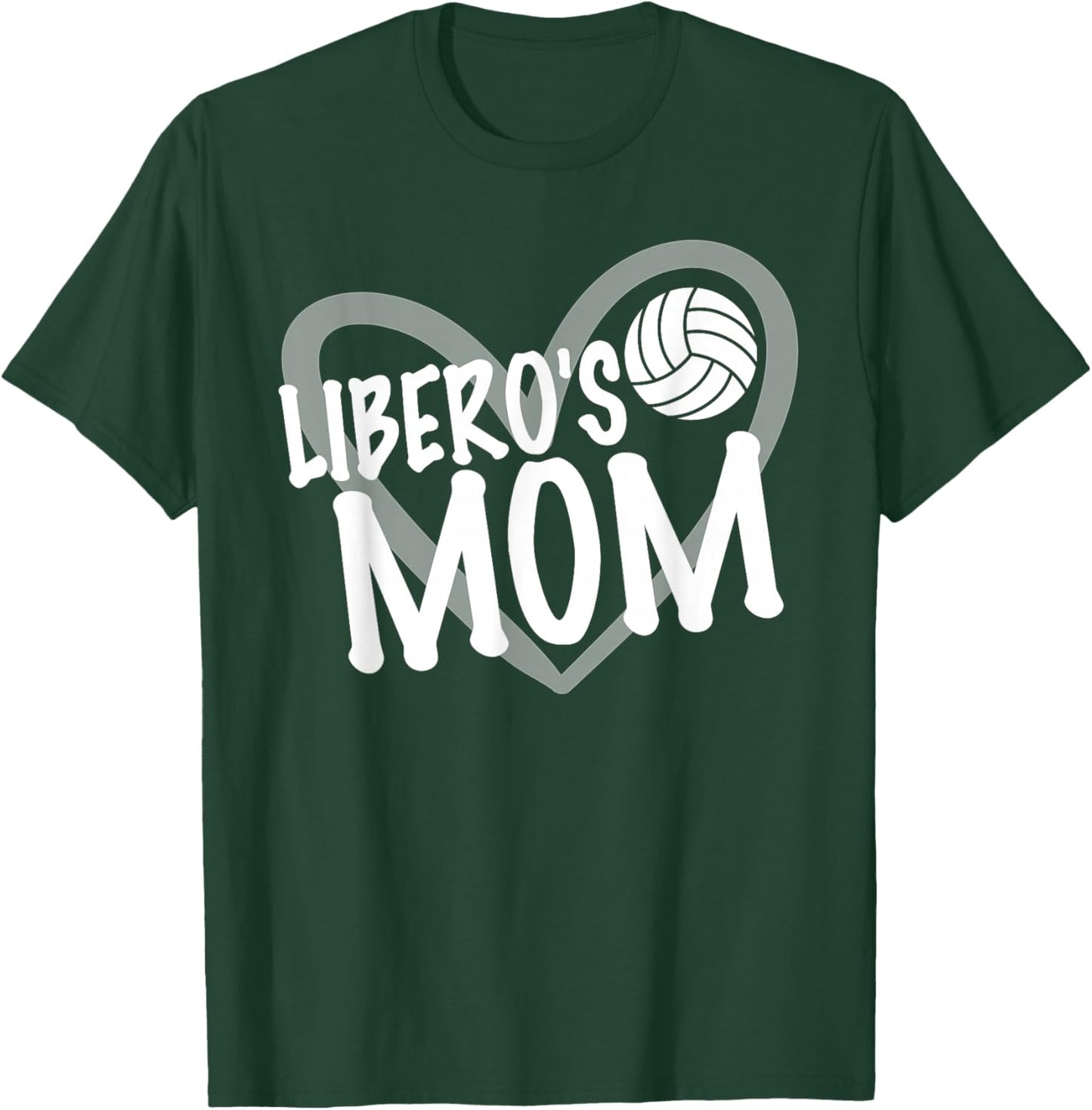Volleyball Mom Libero Heart T-Shirt - T-Shirt | Forest