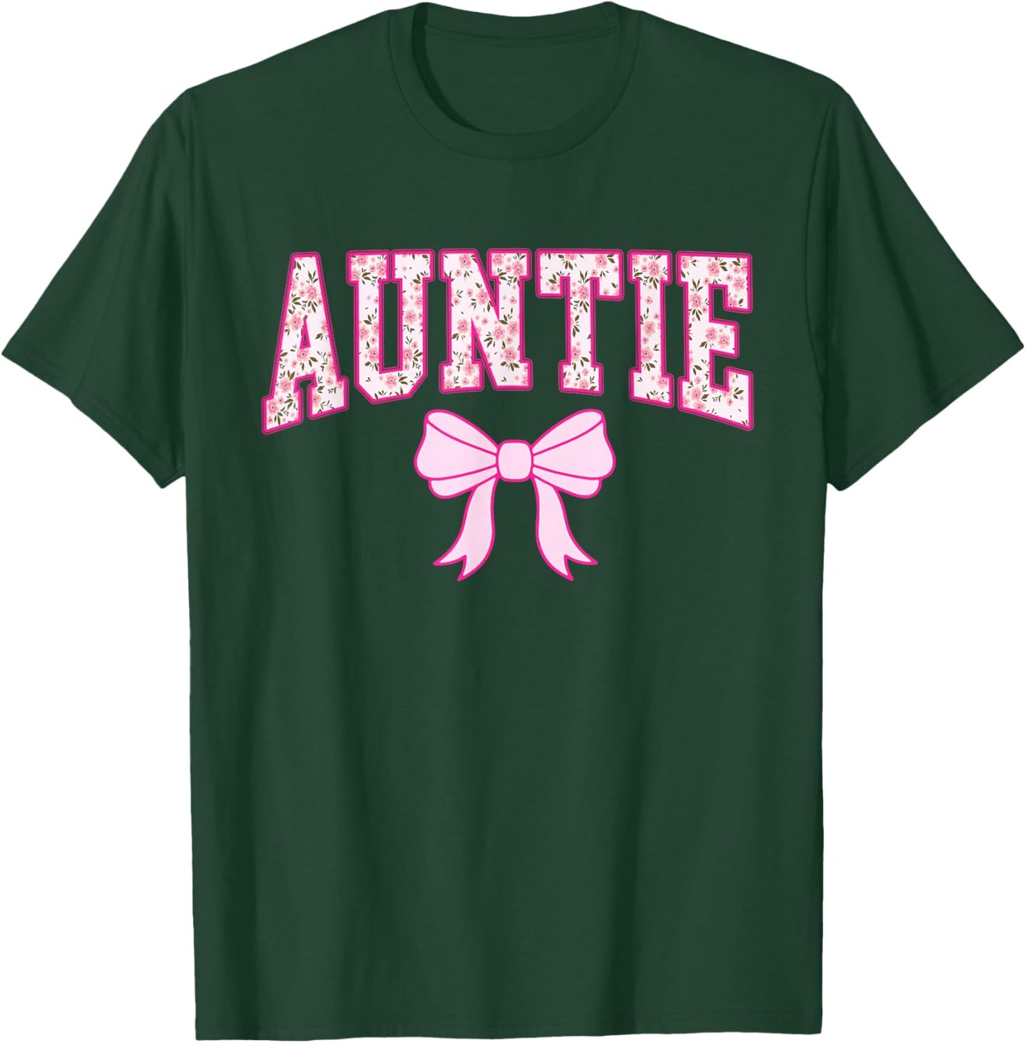 Auntie Coquette Bow Retro Pink Aesthetic Mother's Day Aunt T-Shirt - T-Shirt | Forest