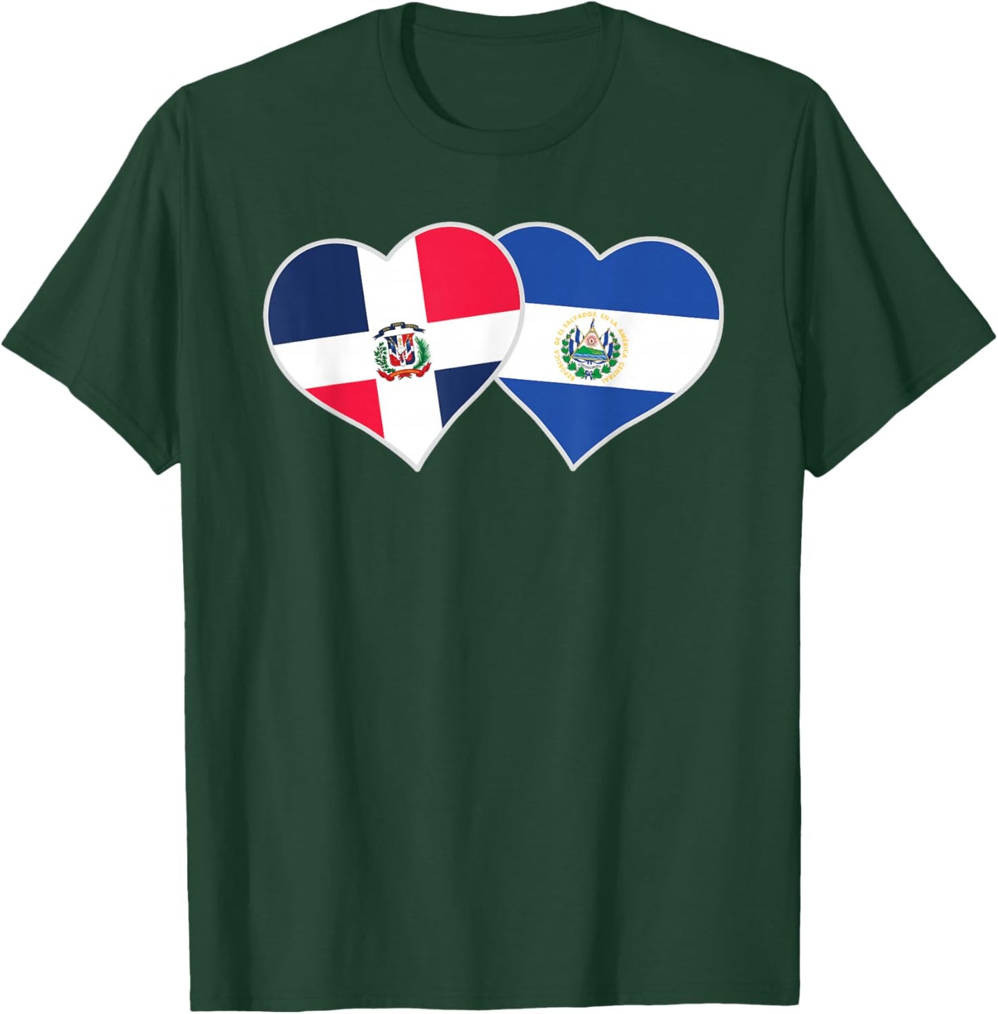Dominican Salvadorian Flag Heart Dominican El Salvador T-Shirt - T-Shirt | Forest